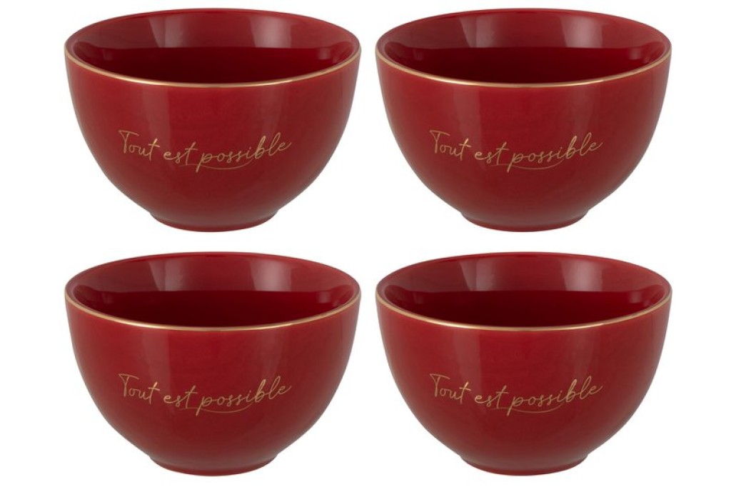 J-Line Tout Est Possible bowl - porcelain - red - 4x