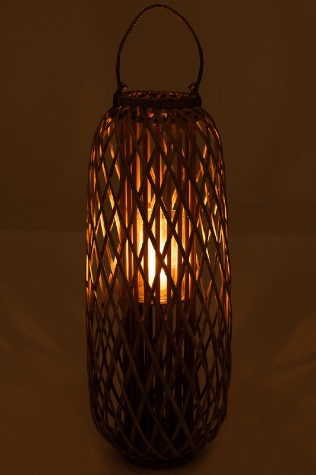 J-Line lantern Willow - wood - gray - large