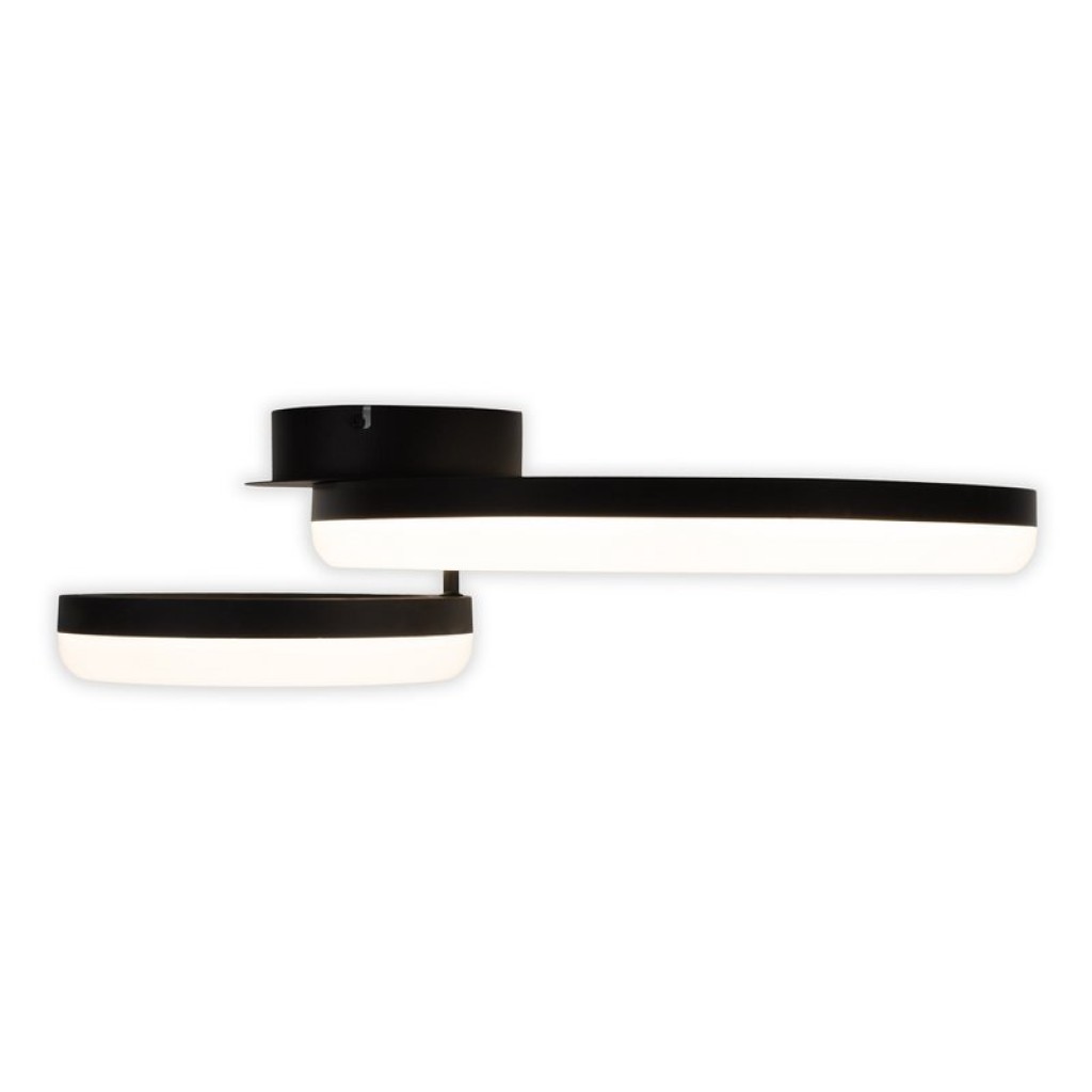 LED CCT ceiling light "Circulo" made of black metal and sand-colored plastic 53 cm long