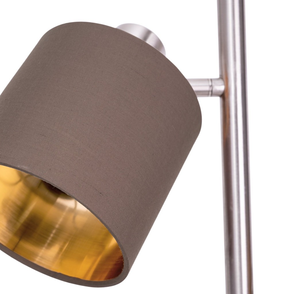 Tafellamp "Maron" gemaakt van metaal-satine-meter met stof paraplu's in bruin, met E14-aansluiting, lamp voor woonkamer, eetkamer, gang en kantoor, tafellamp 51 cm hoog