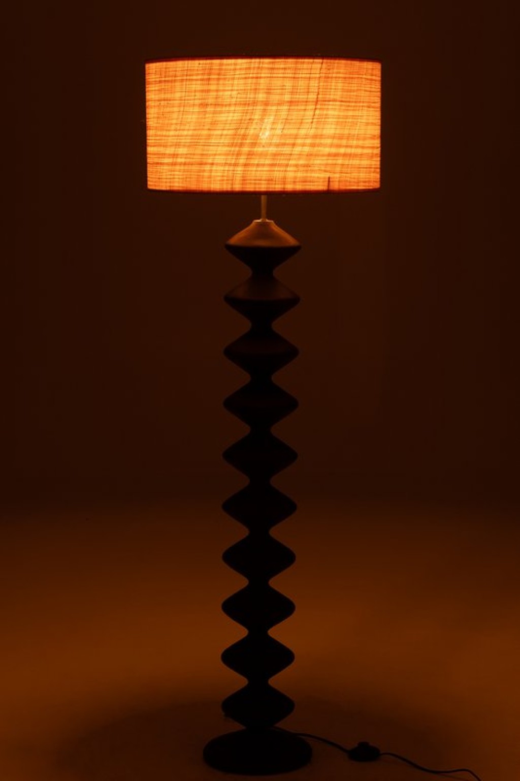 J-Line Floor Lamp Caterpillar Poplar Wood Black/Natural