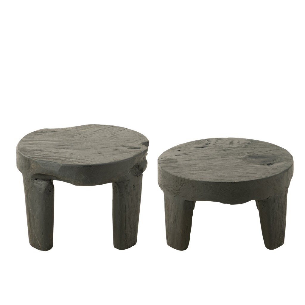 J-Line tafel Rond Teak - hout - zwart
