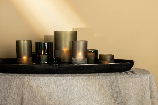 Miral Grey Glass Round Stormlight Frosted BottomL