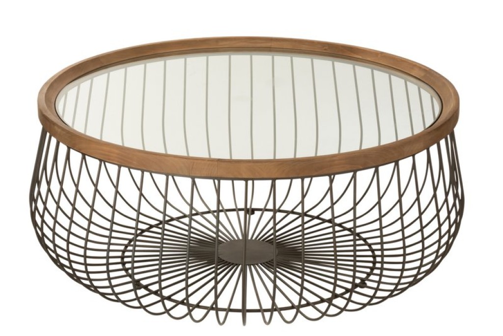 J-Line Set Of 2 Coffee Table Round Metal/Glass Black - 100 x 100 x 45 cm