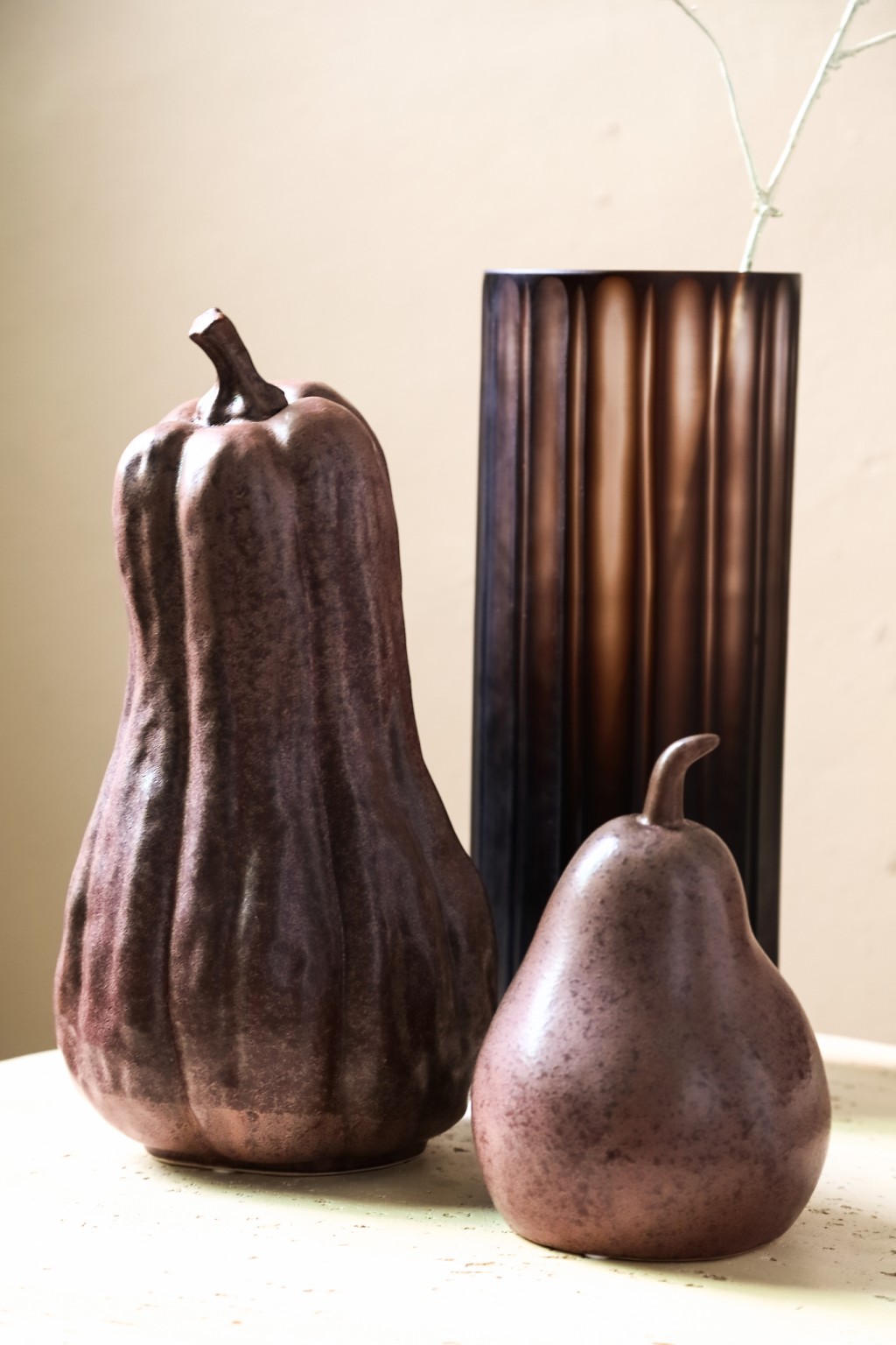 Julija Brown Ceramic Pumpkin Shaped Statue High