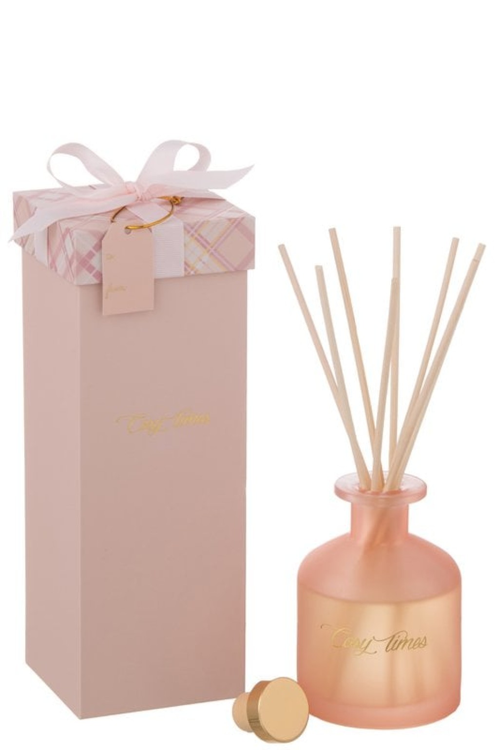 J-Line geurolie + stokjes Cosy Times - Rainbow Reef - roze - glas