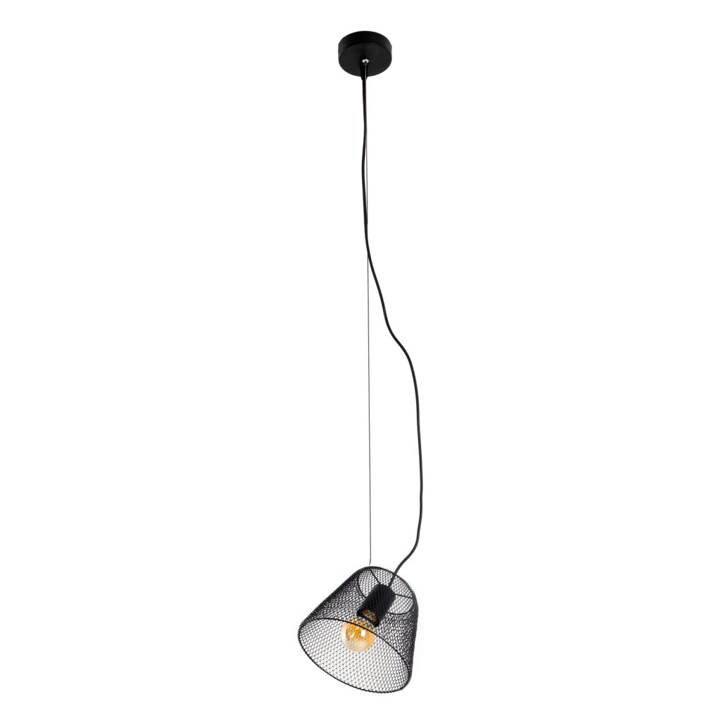 Hanger Lamp "Korie", metalen hanglamp in het zwart, met E27 -aansluiting, Ø20cm, voor woonkamer en kantoor.