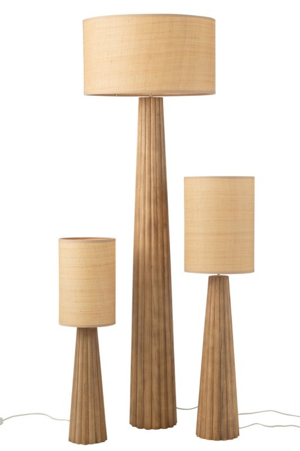 J-Line Floor Lamp Umbrella Ailanthus Wood Natural