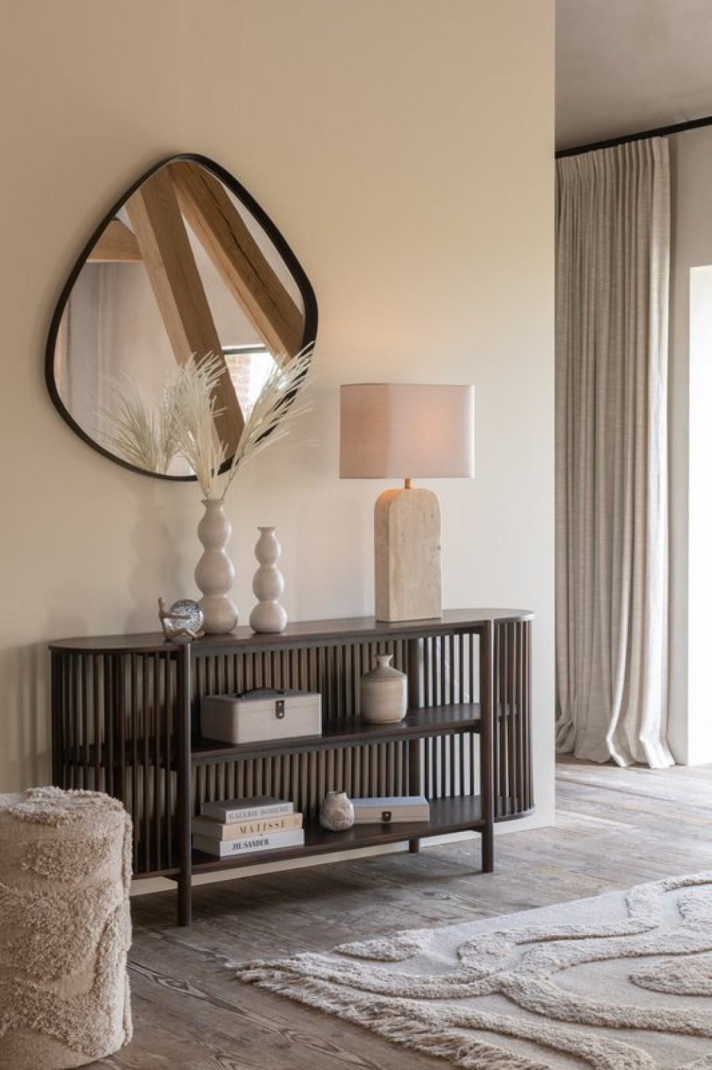 J -Line Spiegel Abstract - Glass - Dark Brown - Large - Ø 79 cm