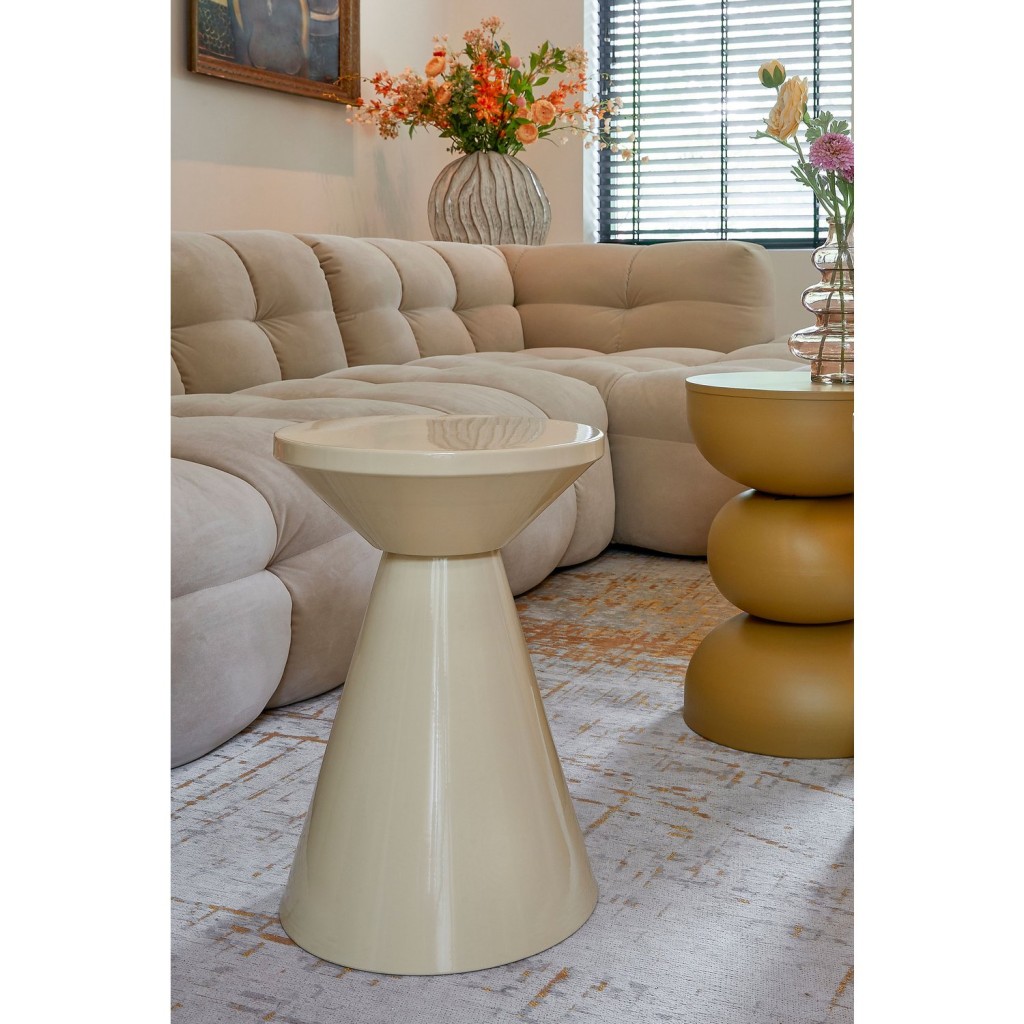 Jim Bijzettafel - H45 x Ø31 cm - IJzer - Beige