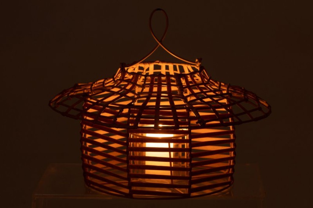 J-Line lantern Hanging Low - rattan - natural