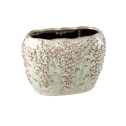 Avis Cream Ceramic Pot Oval Shaped Scales High