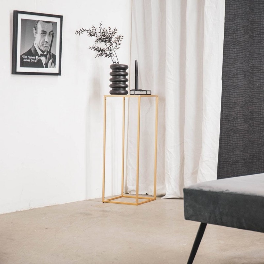 Pillar - Metal/Glass - Gold - 30x30x80cm