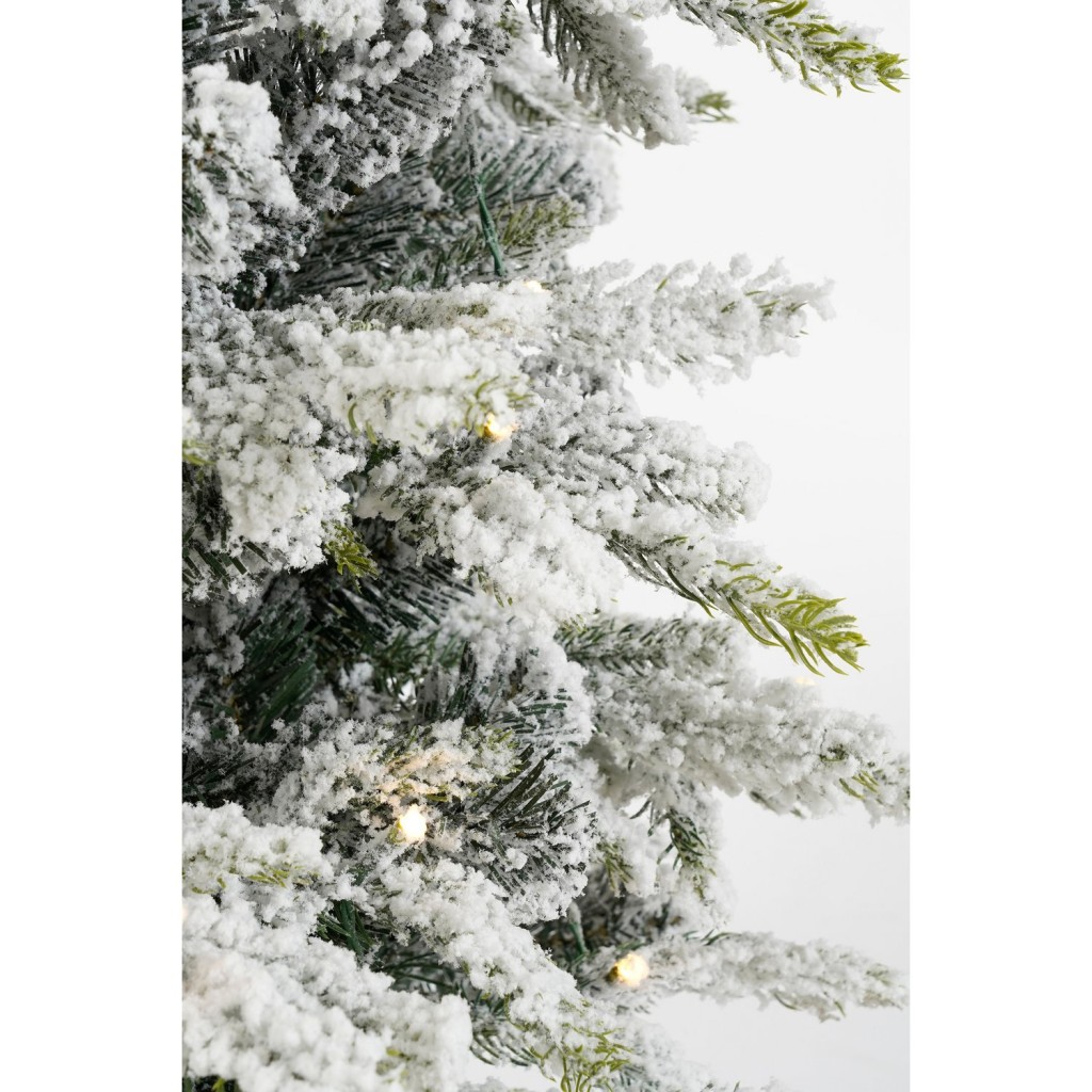 Grimshaw Kunstkerstboom in Pot met LED Verlichting en Timerfunctie - H90 x Ø61 cm - Groen, Wit