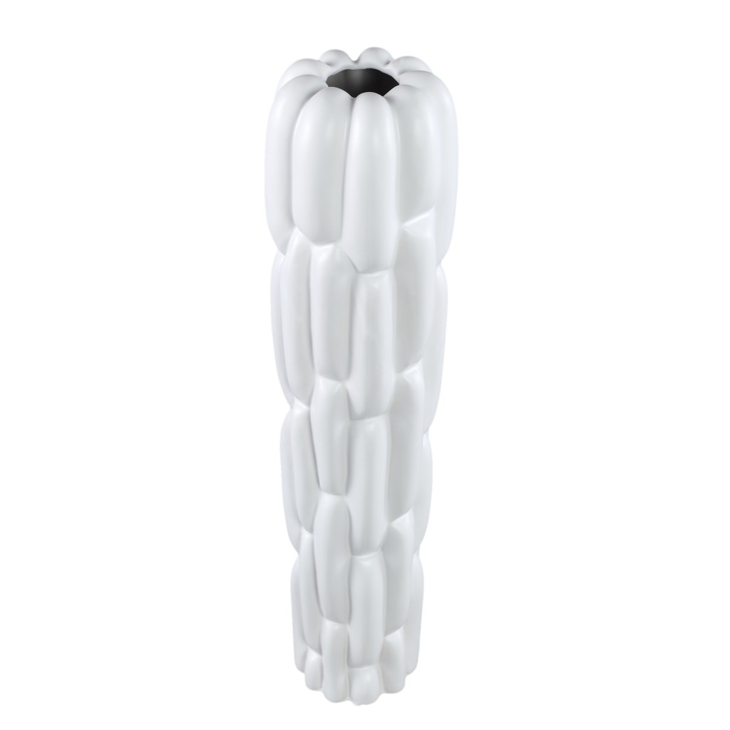 Seanis White Round Ceramic Vase Block Pattern M
