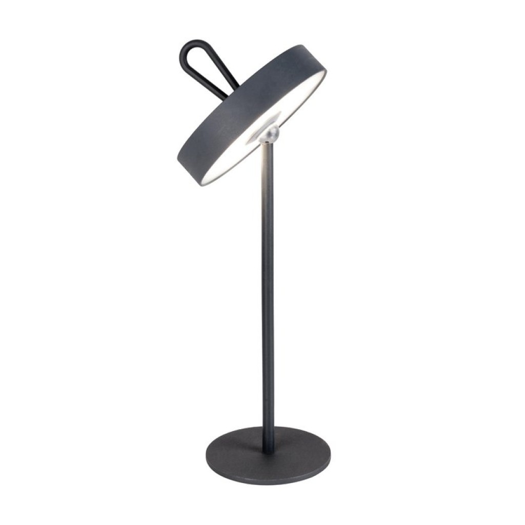 LED battery table lamp magnetic "Ella" for outside and inside, made of metal and plastic in gray, 35 cm high