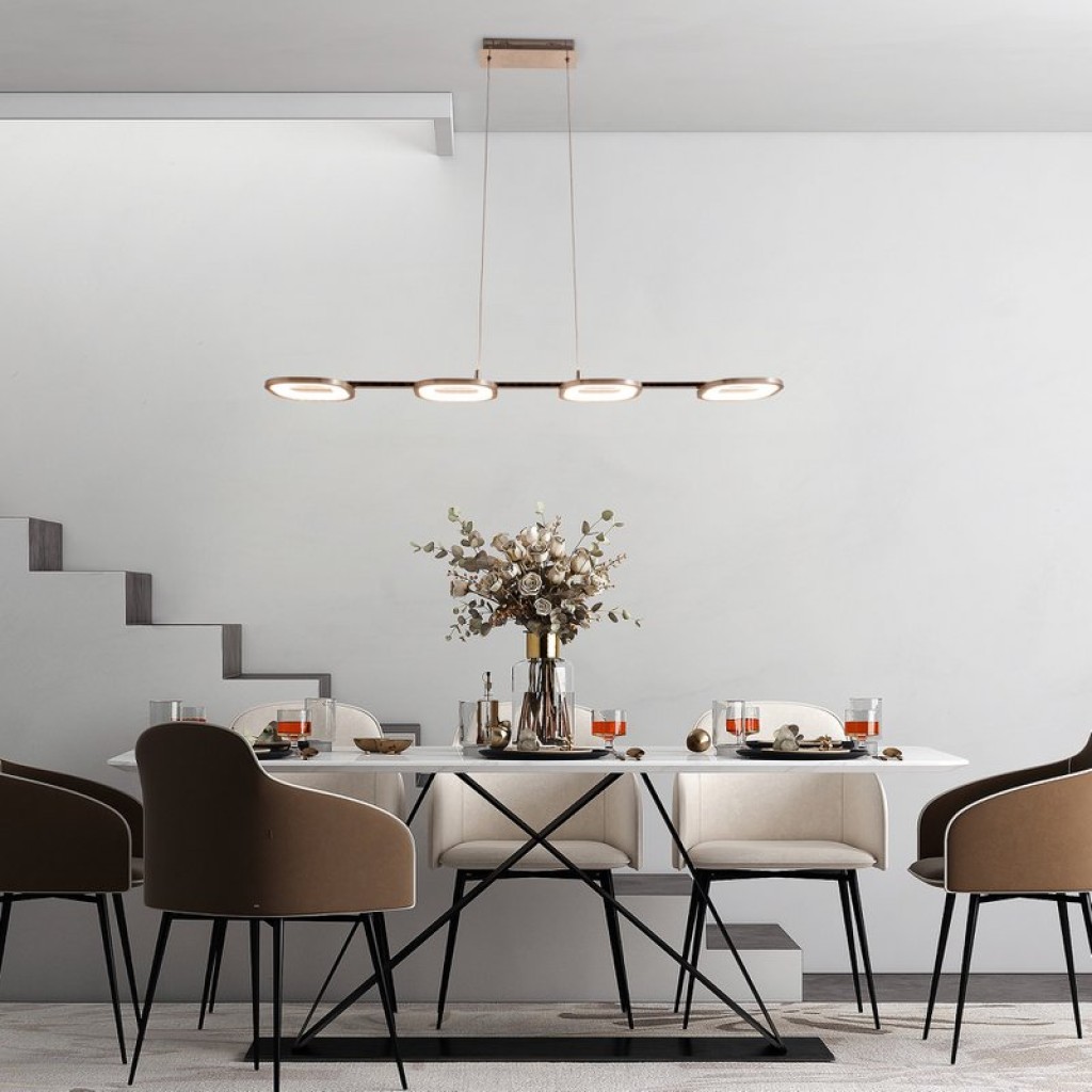 LED pendant light "Beam" made of metal and plastic in steel-blank, with integrated LED