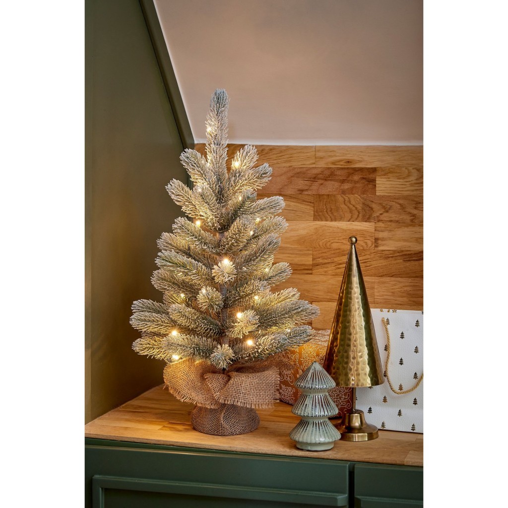 Nagoya Kunstkerstboom in Jute met LED Verlichting en Timerfunctie - H60 x  Ø44 cm - Groen