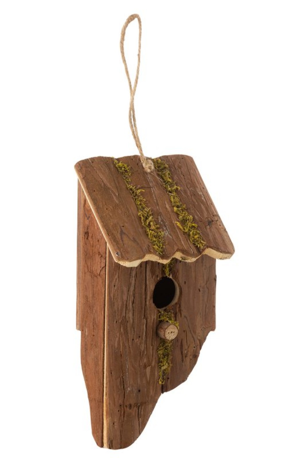 J-Line Bird Box Slanted Spruce Wood Brown