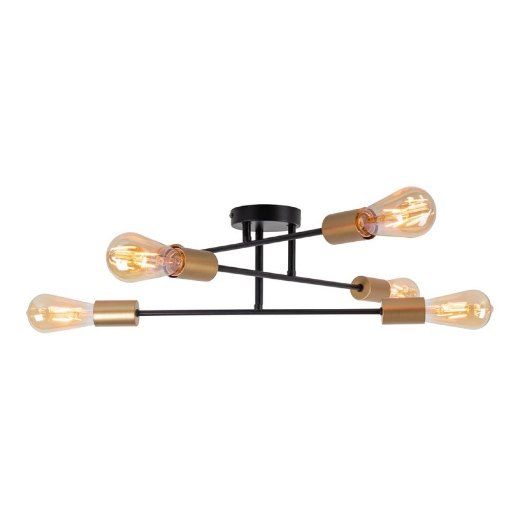 Ceiling light "Modo" 6-flame made of metal in black, versions gold, E27 socket, ceiling lamp for living room, dining room, kitchen, hallway, hallway or office with a Øvon 54.5 cm