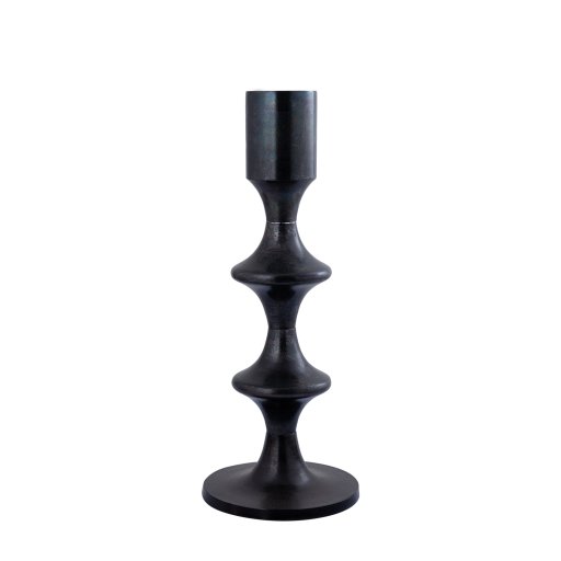 Taika Black Alu Round Candle Holder Tabs Low