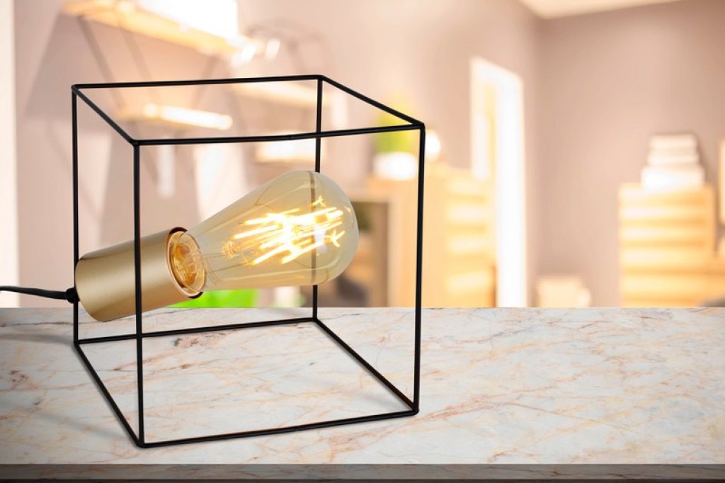 Table lamp "Canto", table lamp made of black, and gold, E27-socket version, for dining room, living room, hallway, office or as a bedside lamp, 16 cm high