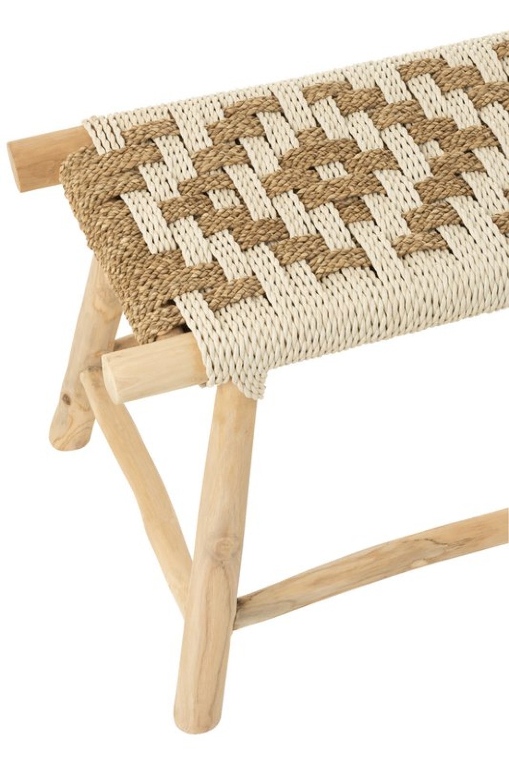 J-Line Sofa Waverly Teak Wood/Seagrass Natural/White