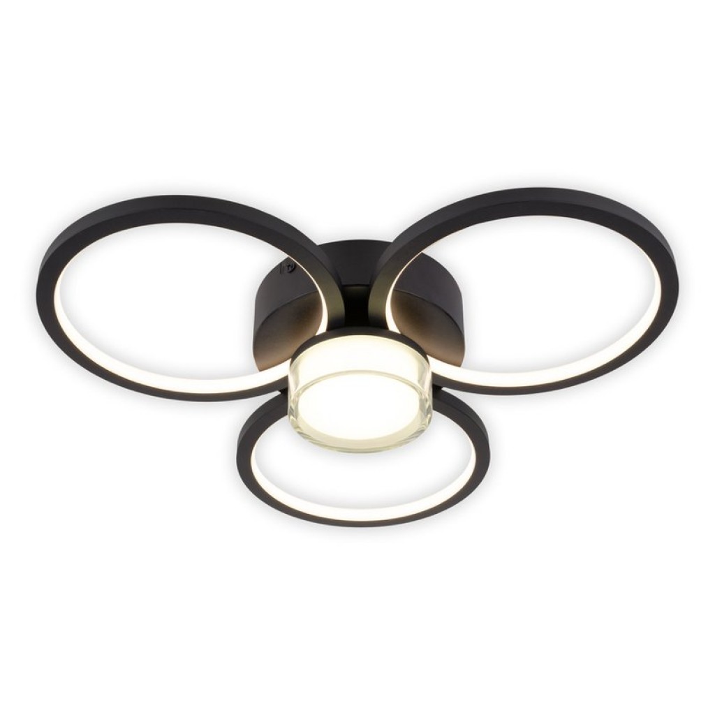 LED ceiling light "Cimo" made of black metal and plastic, Ø approx. 43.6 cm, dimmable by wall switch