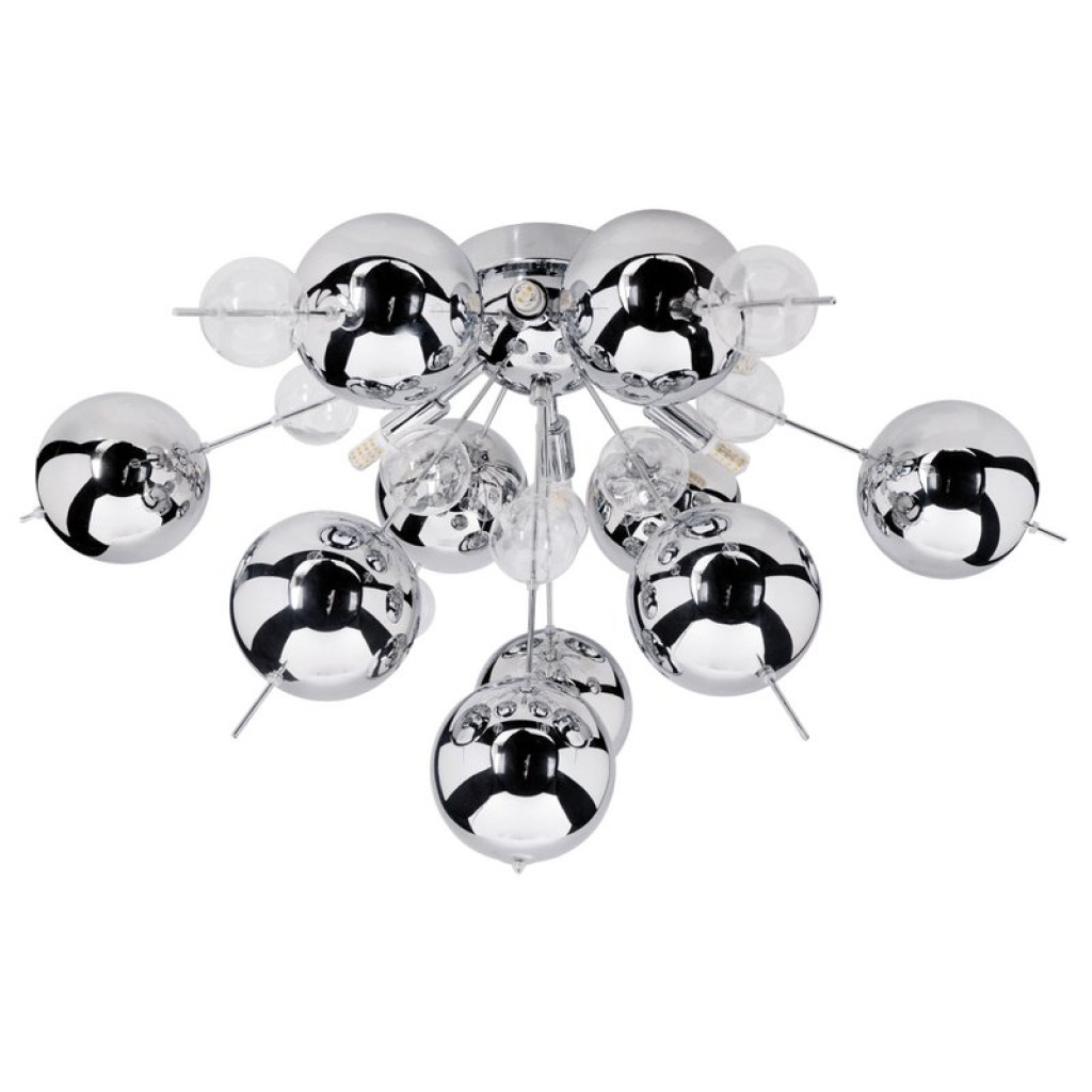 Ceiling lamp "explosion" chrome made of metal and glass, G9 versions, ceiling lamp for dining room, living room, hallway or office, Ø57 cm