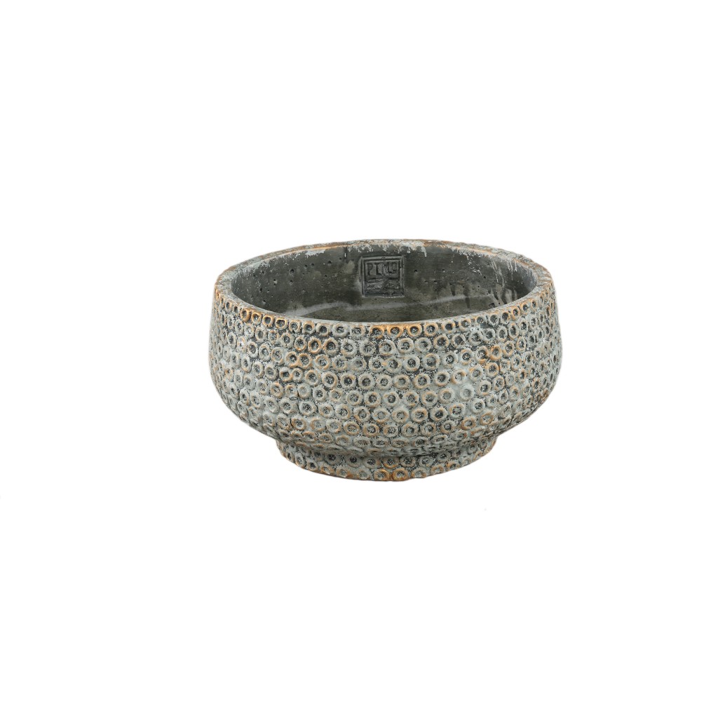 Laim Grey Cement Round Bowl Dots Pattern S