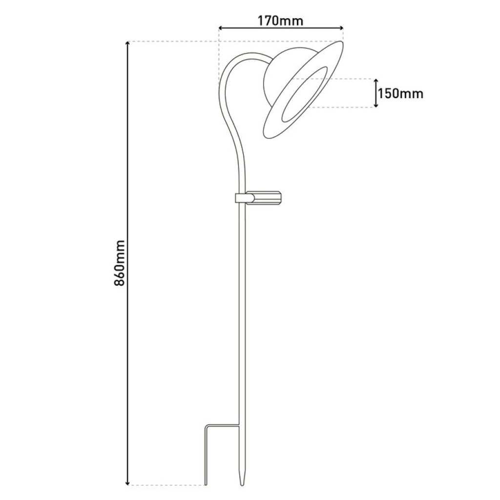 LED solar lamp "Bowler" with a skewer for the garden and terrace made of metal and plastic in black, with firmly built -in LEDs, solar lamp for the garden 86 cm high
