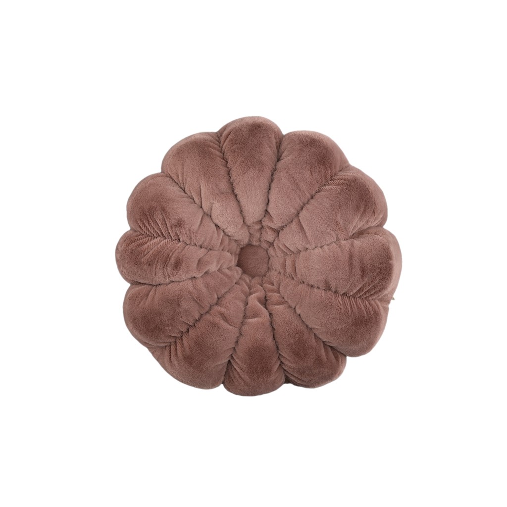 Lilymay Brown Polyester Flower Cushion Round