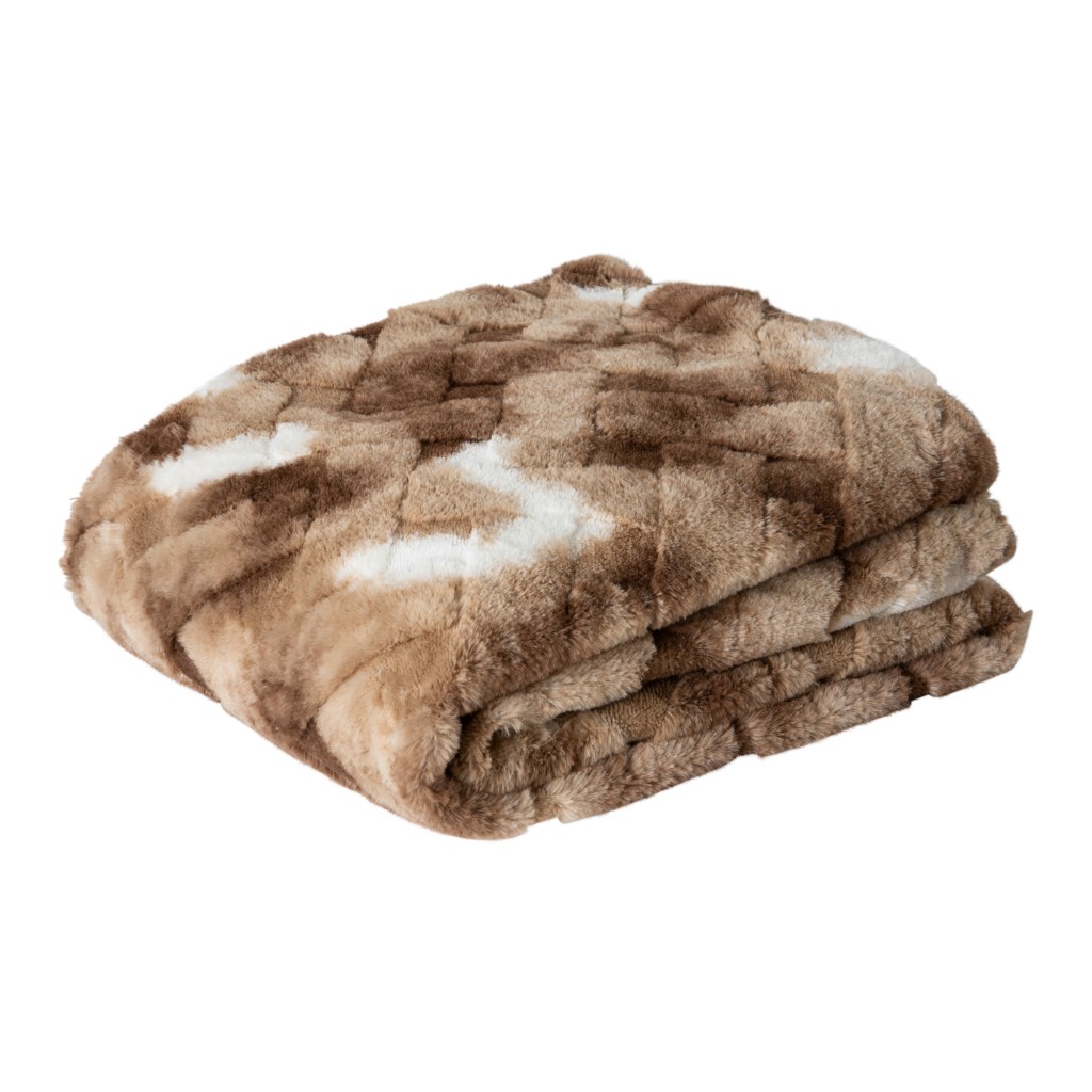 Geraldine Brown Artificial Fur Plaid Rectangle S