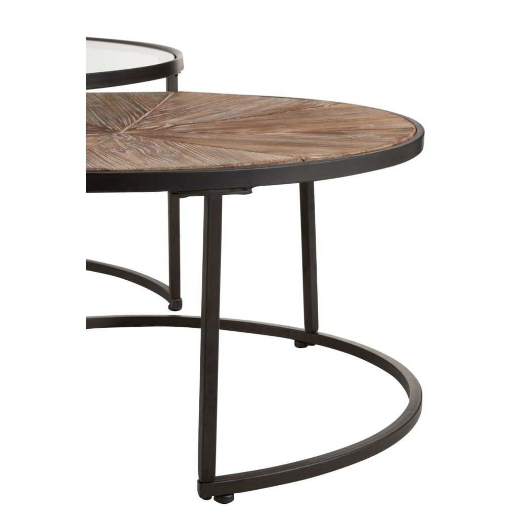 J-Line Set Van 2 Salontafels Rond Metaal Zwart - 91 x 91 x 41 cm