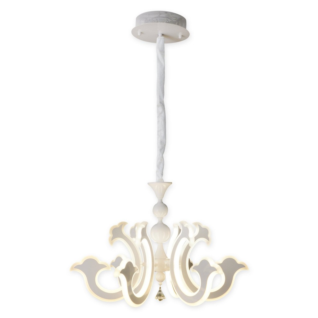 Led Crown "Ludwig" wit Ø 66 cm, met stevig geïnstalleerde LED's, metaal in wit