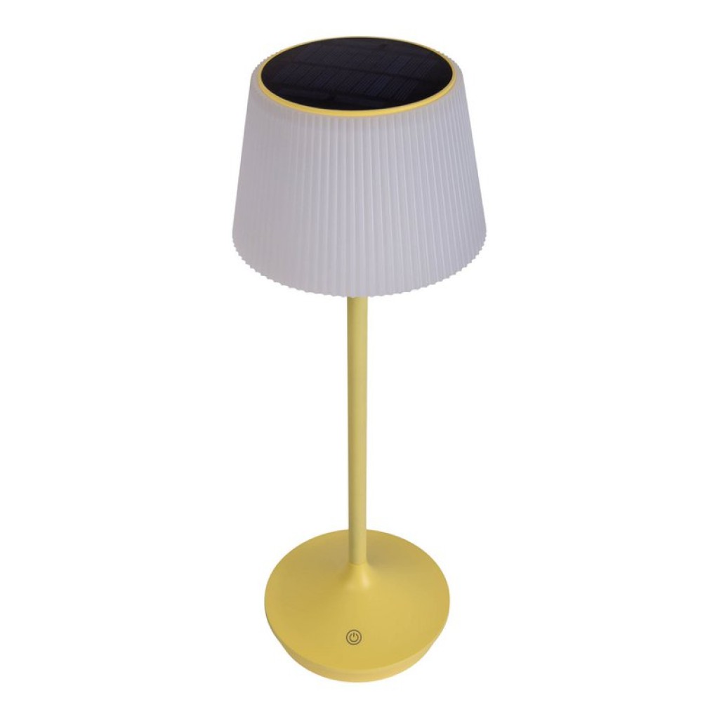 Solar battery lamp "Emmi" 38 cm high, umbrella Ø 13 cm, metal in yellow and white plastic, for the outdoor area, dimmable CCT.