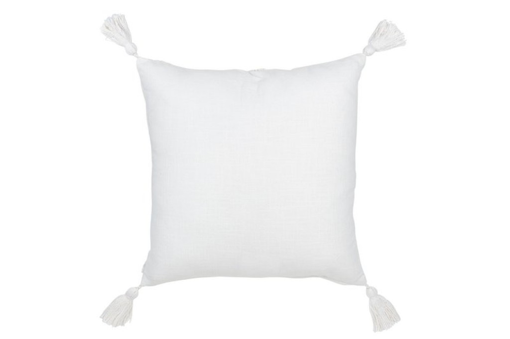 J-Line cushion Flowers + Tassels - cotton - white