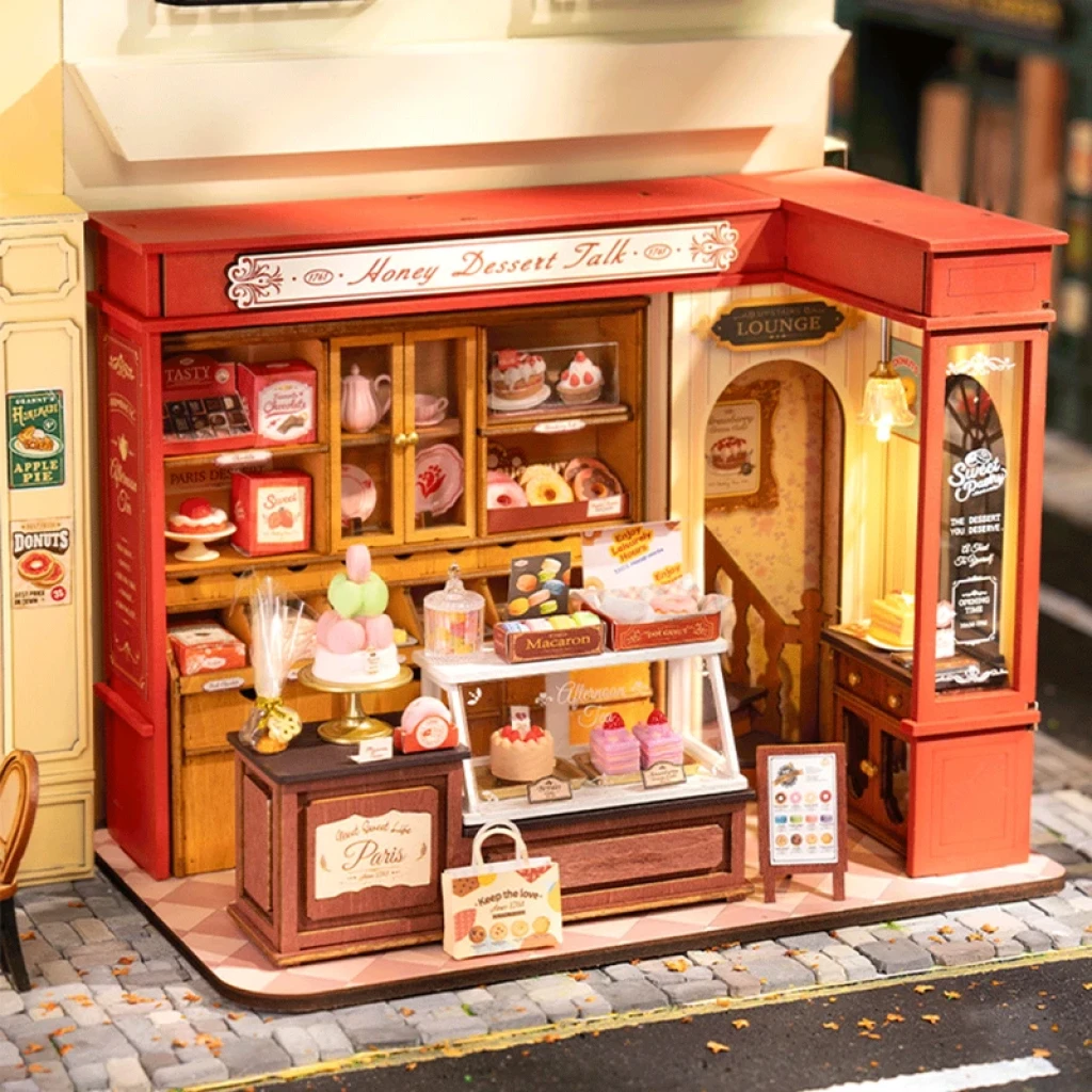 DIY house Honey Dessert Talk With LED Lighting, Robotime, DG168, 23x13.5x17.3cm