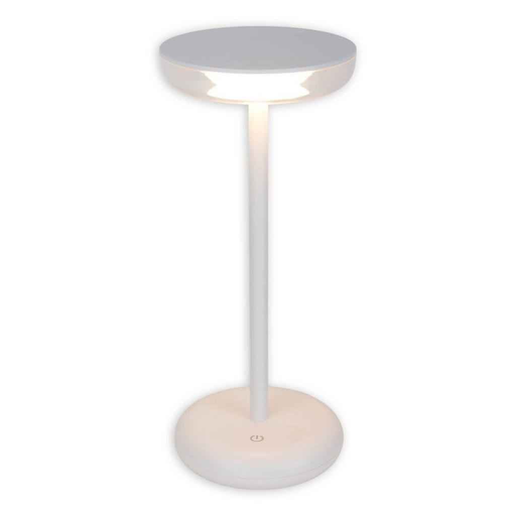Cordless tablet light "Pasi" for outside and inside, made of metal and plastic in white, dimmable, with touch and memory function, approx. 26 cm high