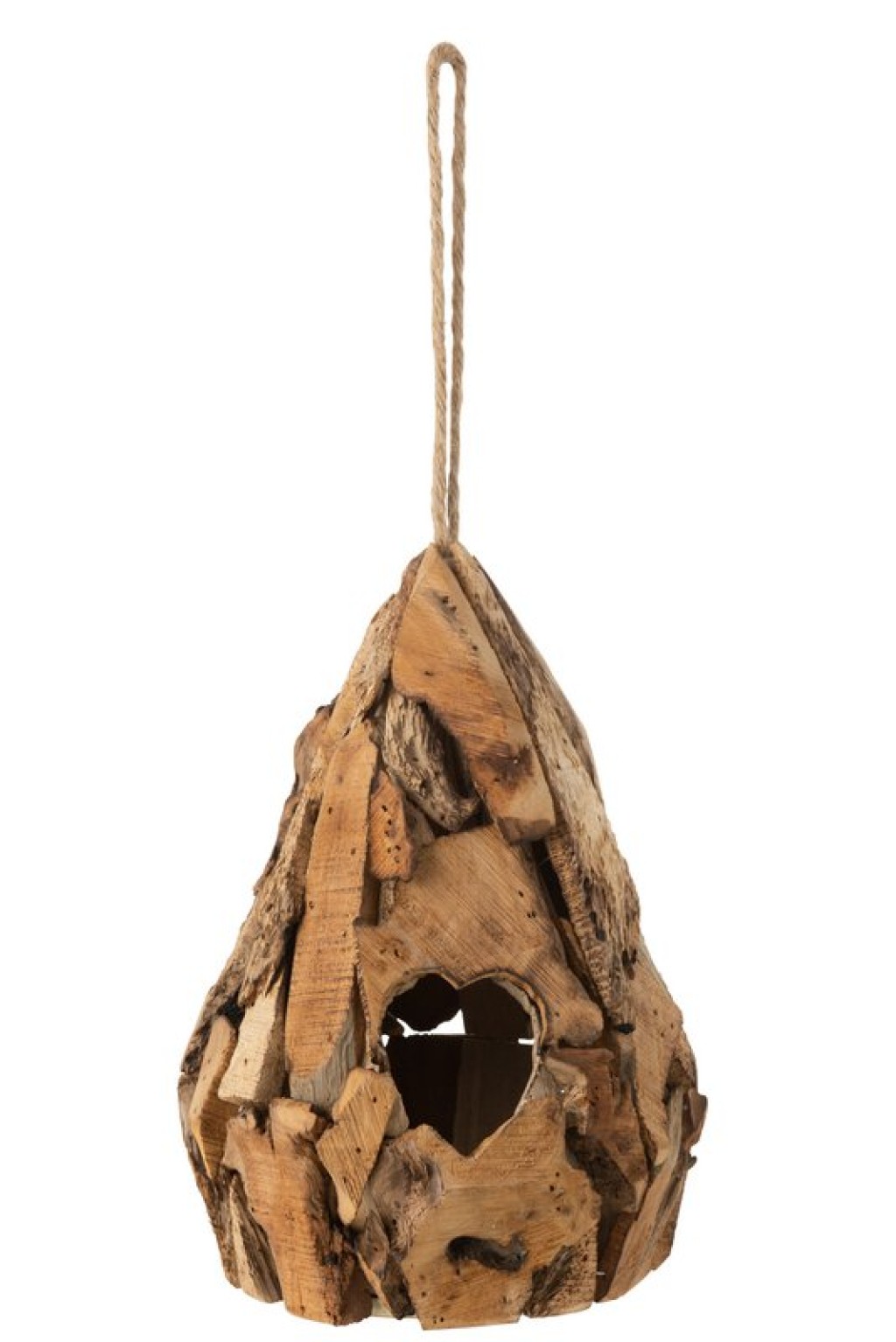 J-Line Bird Box Drop Shape Wood Brown