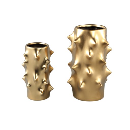 Oswaldo Gold Round Shaped Ceramic Pot Bulges High