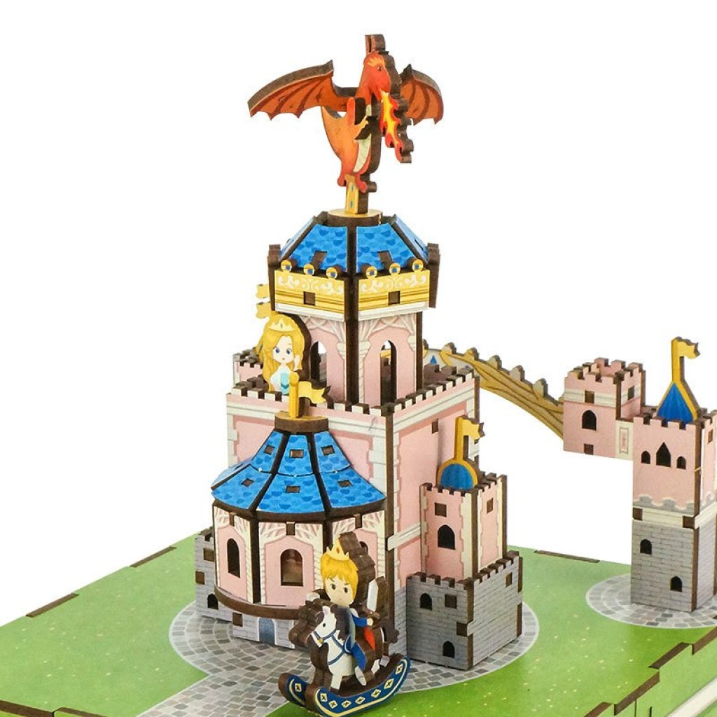 Music box DIY 3D Wooden Puzzle, Fairytable Castle, Tone-Cheer, TQ062, 14x14x18.5cm
