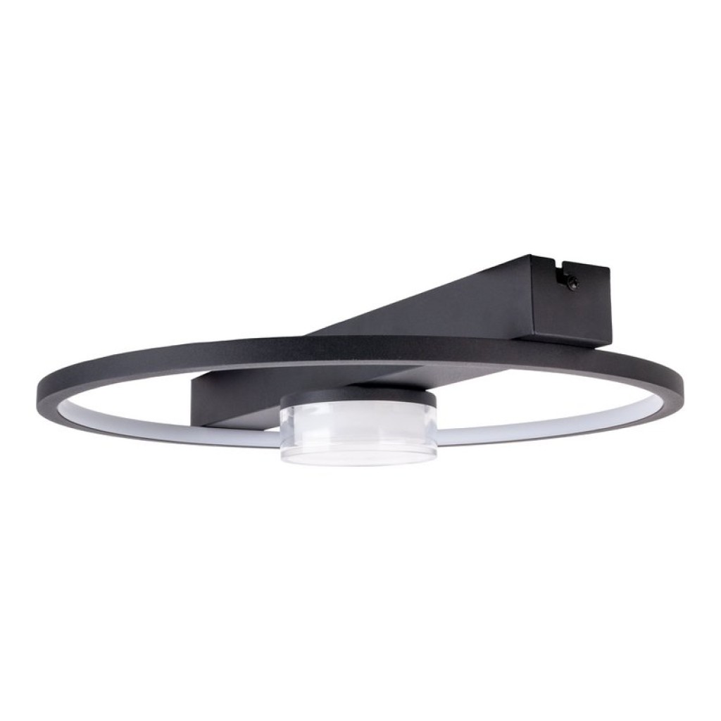 LED ceiling light "Cimo" made of black metal and plastic, 40 cm long, dimmable by wall switch