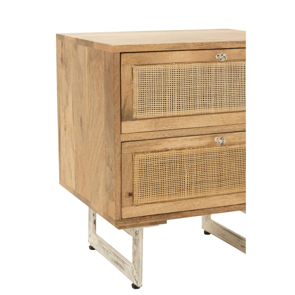 J-Line Nachtkast Rattan Mangohout Naturel