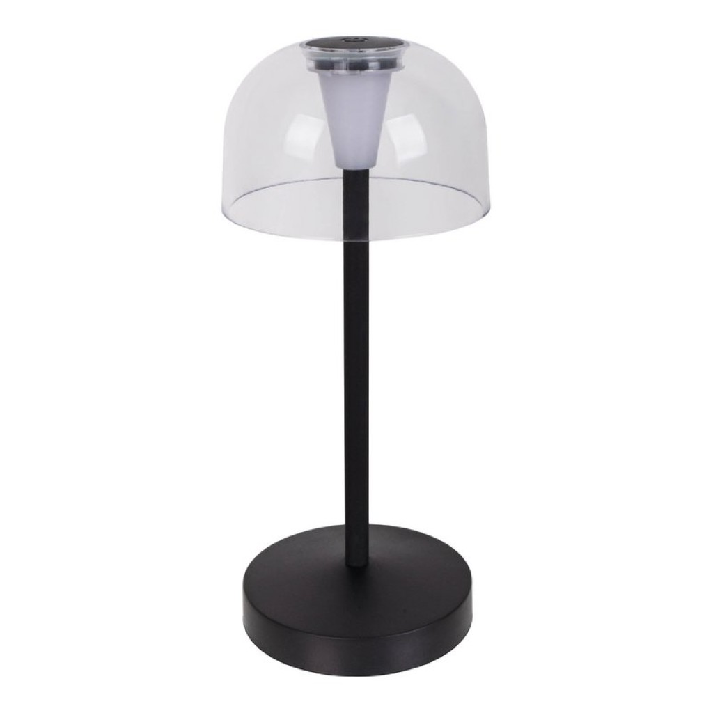 2 Set LED battery table light "Gomba" for outside and inside, made of metal and plastic in black, 18.5 cm high