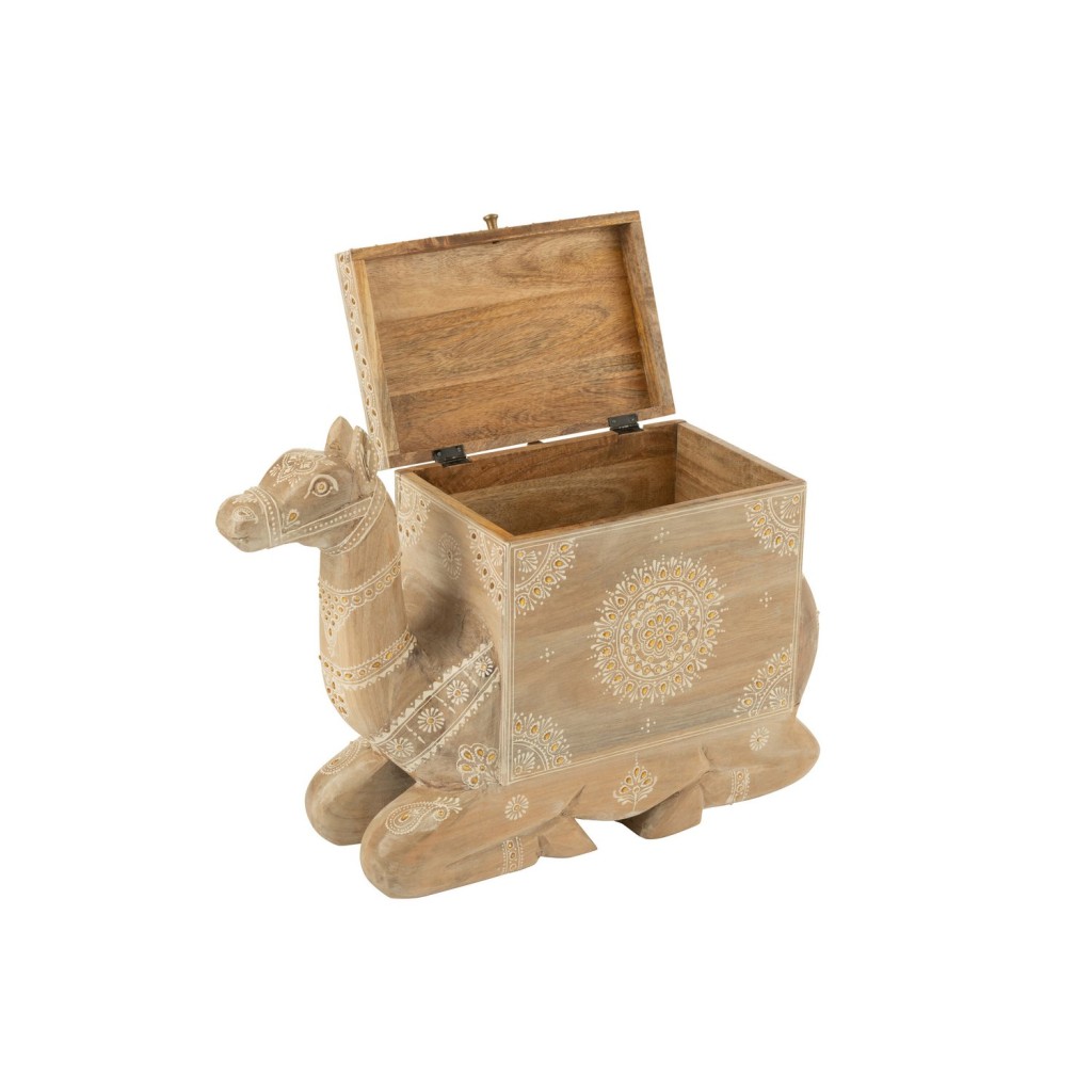 J-Line Koffer Kameel Mango Hout Naturel/Wit