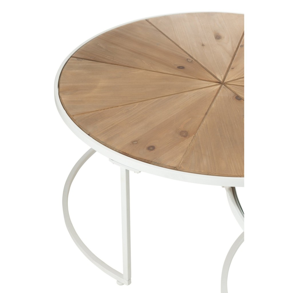 J-Line bijzettafel Relax - metaal/hout - wit/naturel