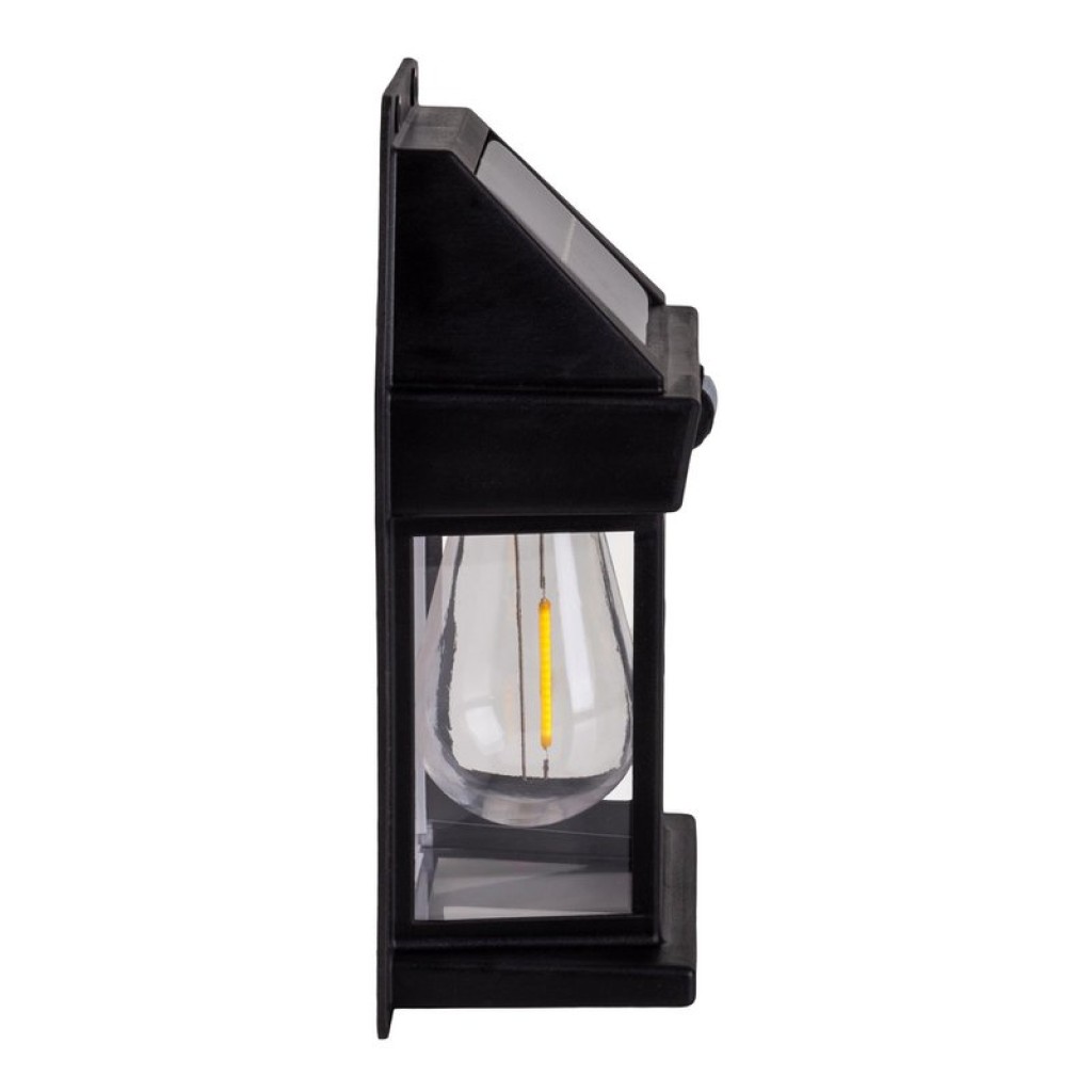 2 Set solar wall lamp "Mira" approx. 17 cm high, made of black weatherproof plastic, integrated LED in warm white, including motion detector and twilight sensor