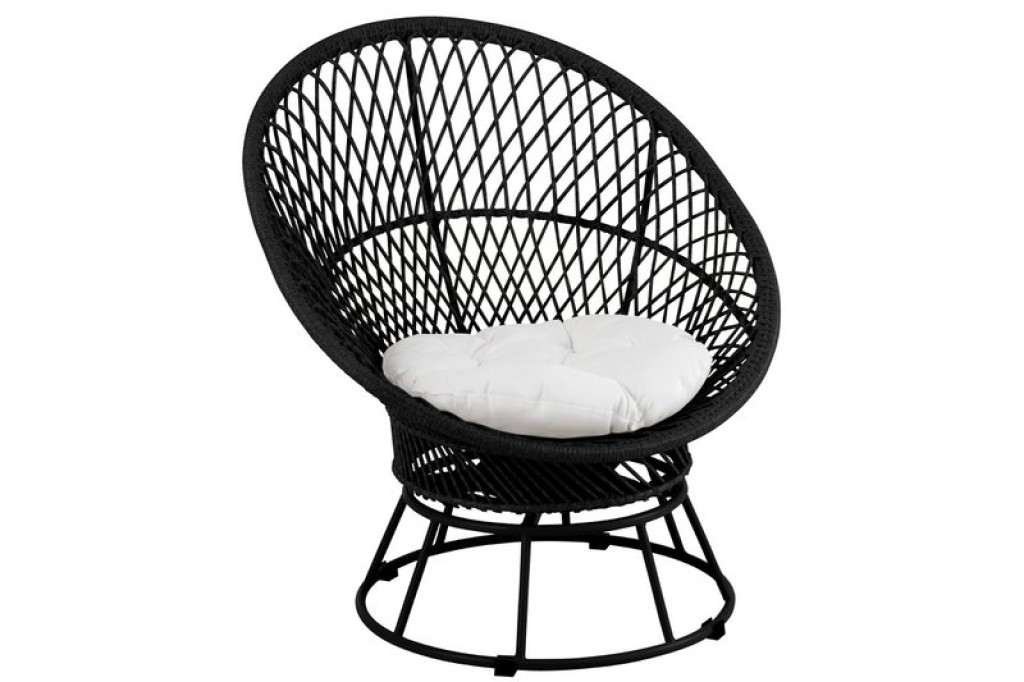 J-Line seat + cushions Zayo Turn - metal/wicker - black