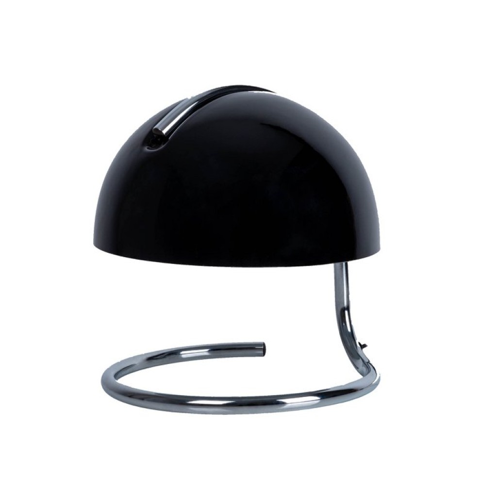 Table lamp "Burano" black, approx. 25 cm high, Ø 23.5 cm, made of chrome -colored metal and black glass, E27.